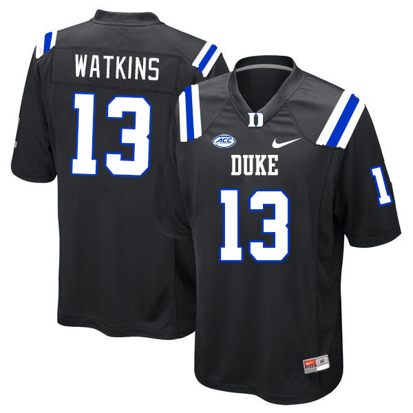 Men #13 Jaden Watkins Duke Blue Devils College Football Jerseys Stitched-Black